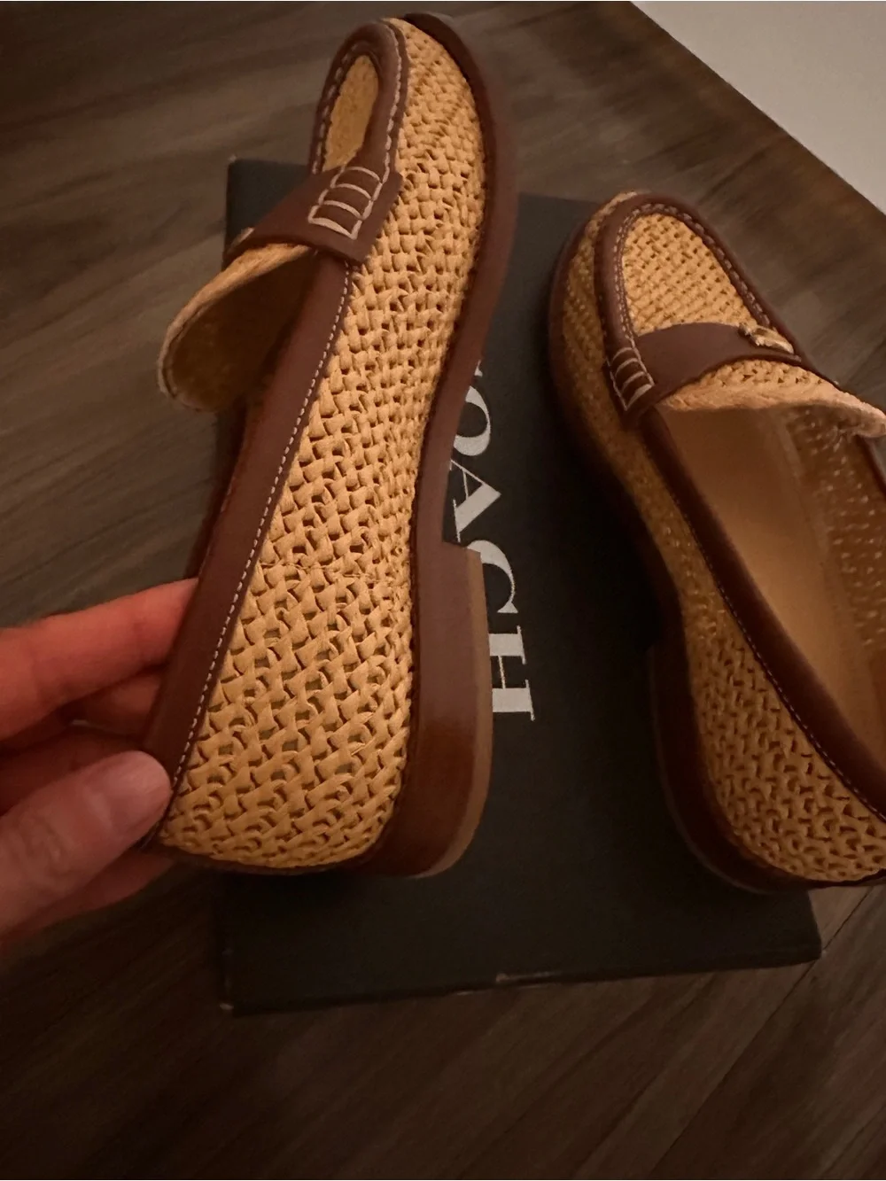Coach Women’s Woven Loafers in Tan and Brown